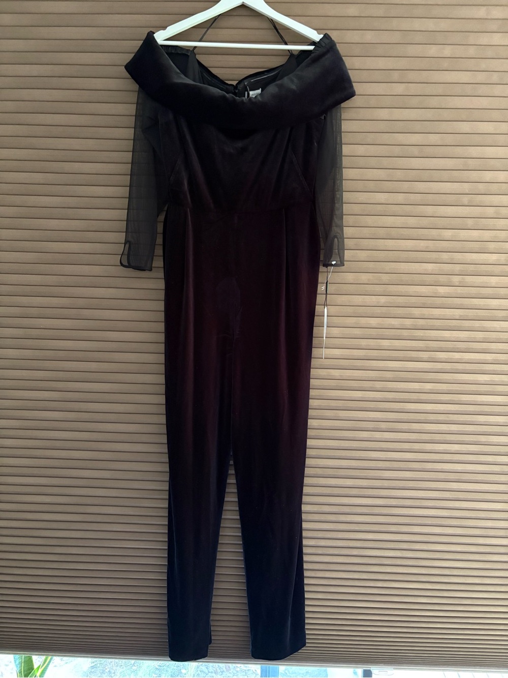 Calvin Klein Off-Shoulder Velvet Jumpsuit in Black